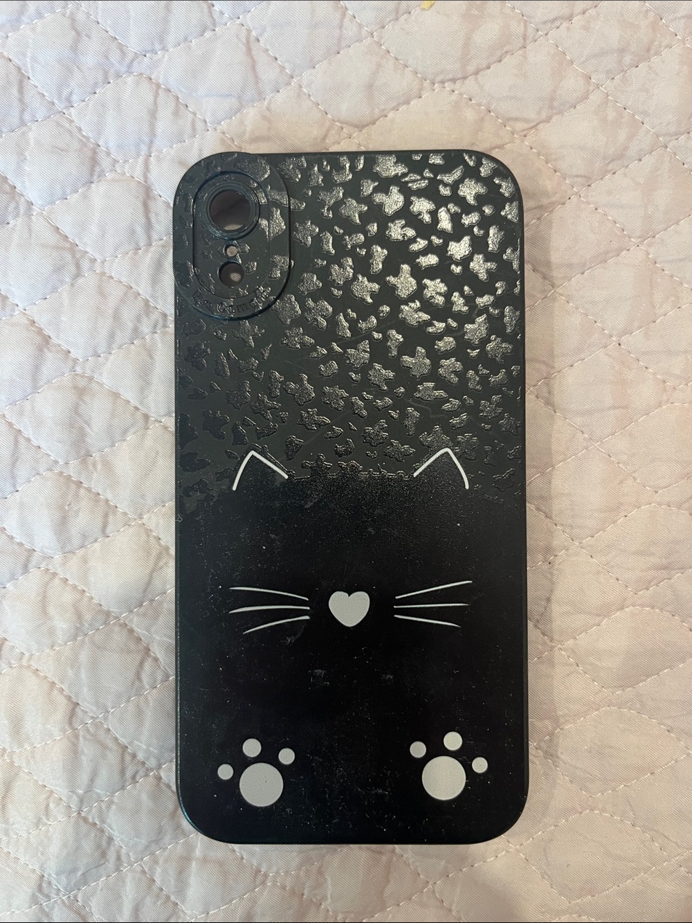 iPhone XR Black Cat Graphic Phone Case with Heart Nose